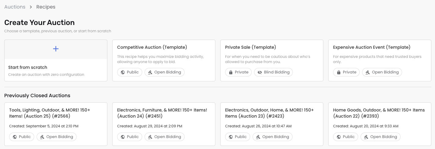 auction recipes