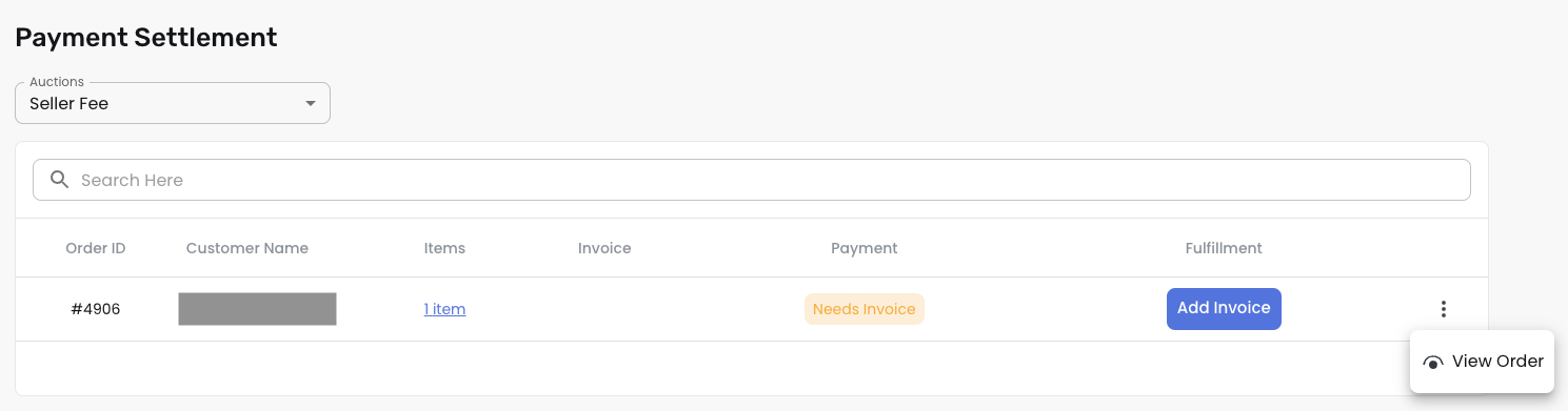 Payment Settlement needs invoice