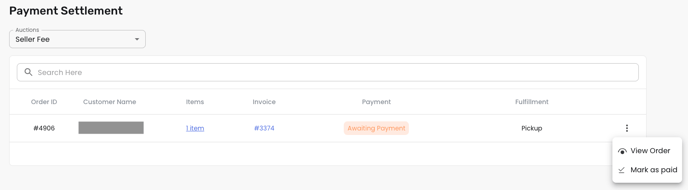 Payment settlement awaiting payment