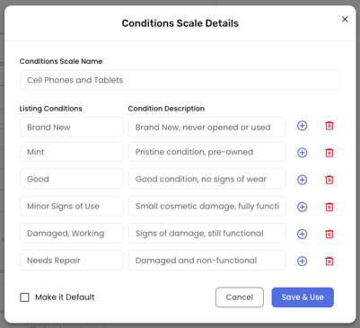 create new conditions scale