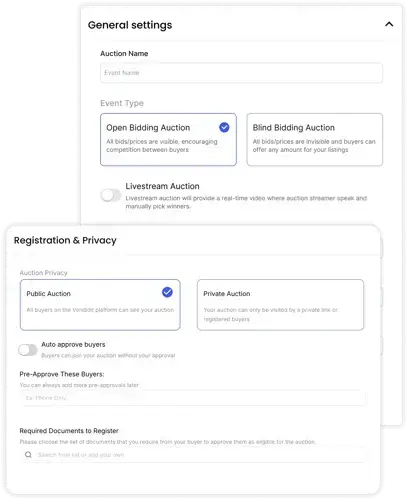 auction creation and privacy