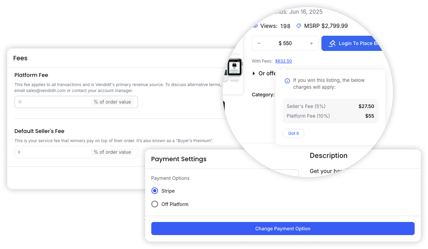 fees and payments mockup